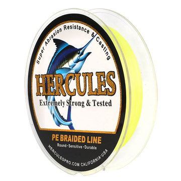 HERCULES 100M 109Yds Fluorescent Yellow 10lb-420lb PE Braid Fishing Line 12 Strands HERCULES